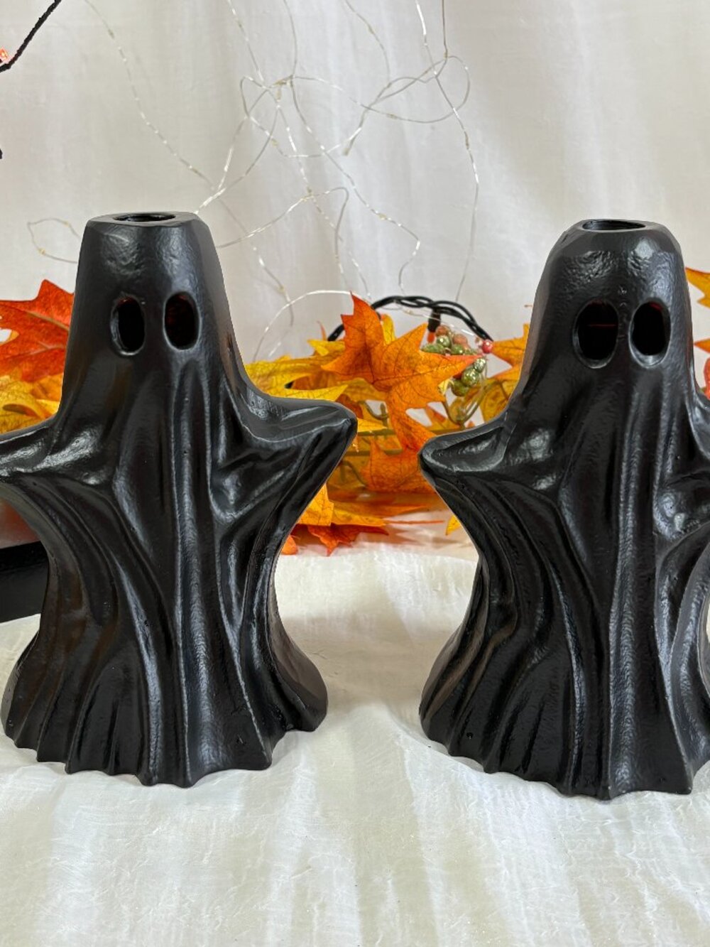 Moonlight Manor Halloween Sculpted Bronze Metal Ghost Taper Candle Holder 2
